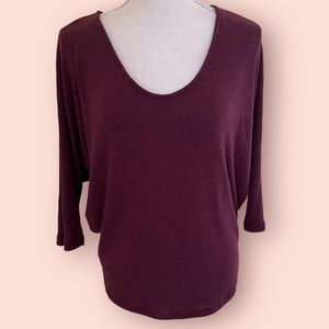 Laila Jayde Maroon Knit Dolman Sleeve Top S